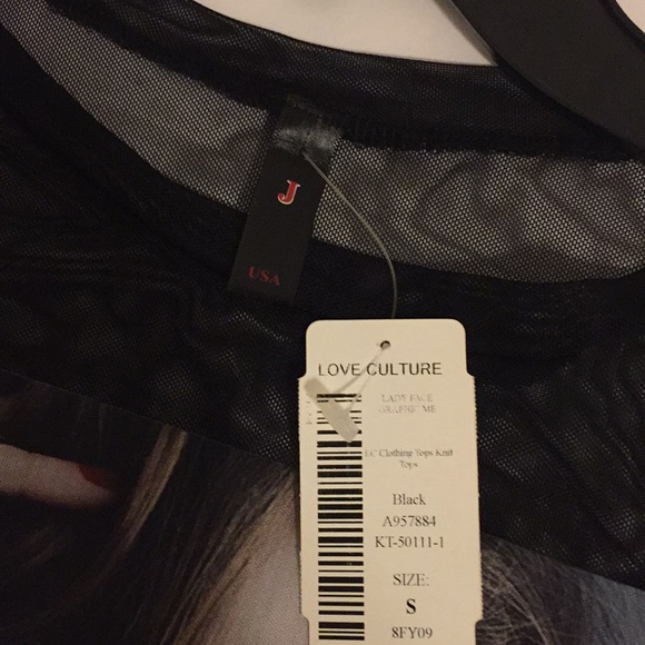 Sheer Black Crop Top with Screen Print - Picture 4 of 4